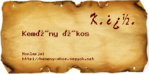Kemény Ákos névjegykártya